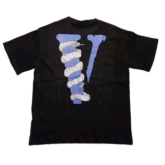 Vlone Classic Stamp Logo T-Shirt Mens L Black Snake Serpent Double Graphic NWT - Picture 2 of 7